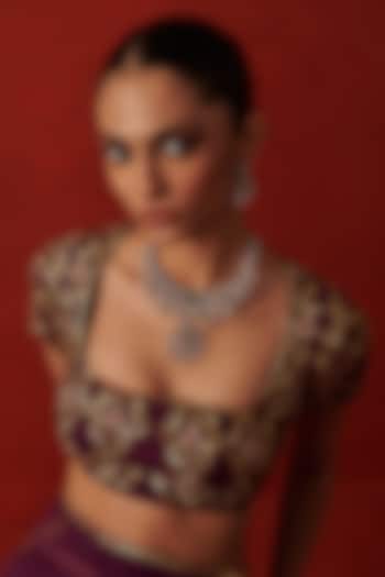 Wine Silk Sequin Hand Embroidered Blouse by RASHIKA MITTAL at Pernia's Pop Up Shop