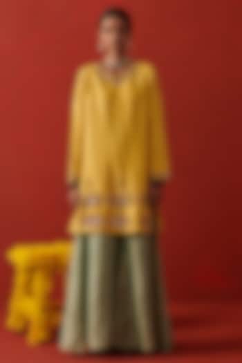 Mint Green Tissue Silk Party Wear Sharara Set by RASHIKA MITTAL at Pernia's Pop Up Shop