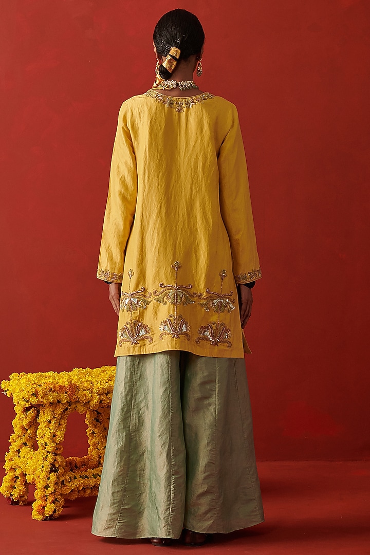 Mint Green Tissue Silk Party Wear Sharara Set by RASHIKA MITTAL at Pernia's Pop Up Shop