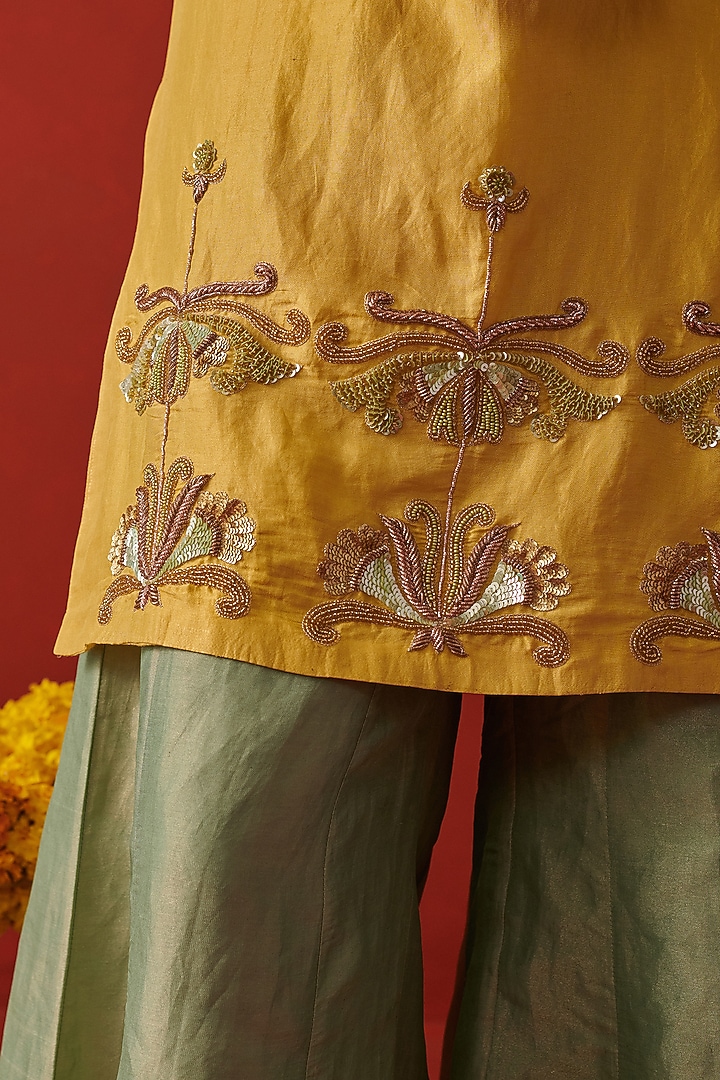 Mint Green Tissue Silk Party Wear Sharara Set by RASHIKA MITTAL at Pernia's Pop Up Shop