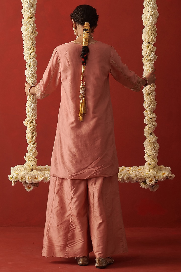 Coral Silk Wedding Sharara Set by RASHIKA MITTAL at Pernia's Pop Up Shop