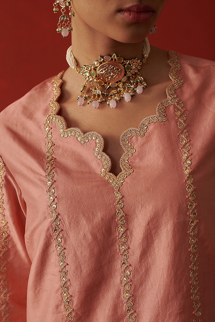 Coral Silk Wedding Sharara Set by RASHIKA MITTAL at Pernia's Pop Up Shop