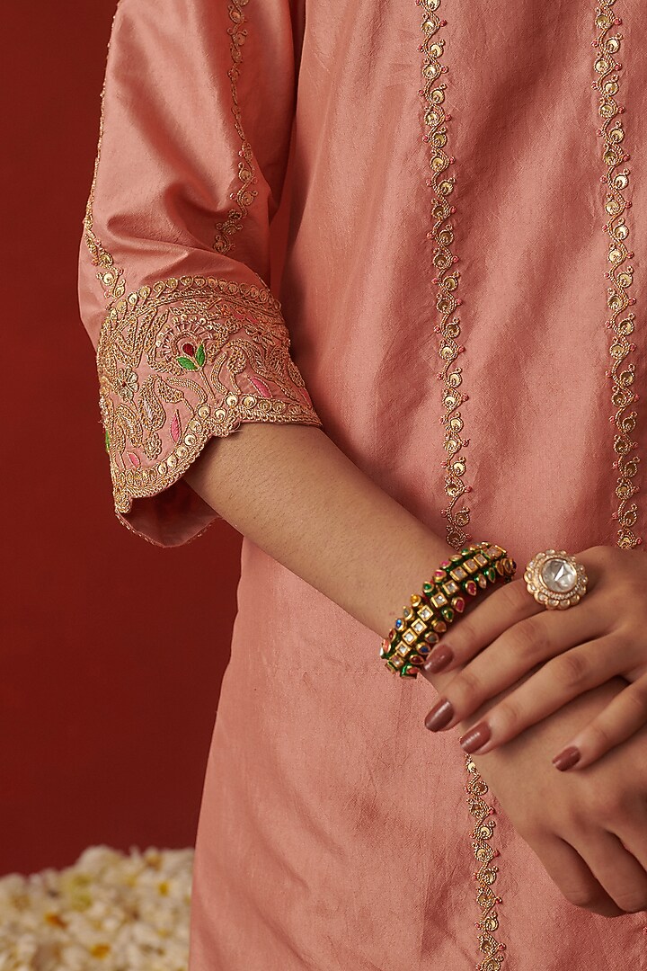 Coral Silk Wedding Sharara Set by RASHIKA MITTAL at Pernia's Pop Up Shop