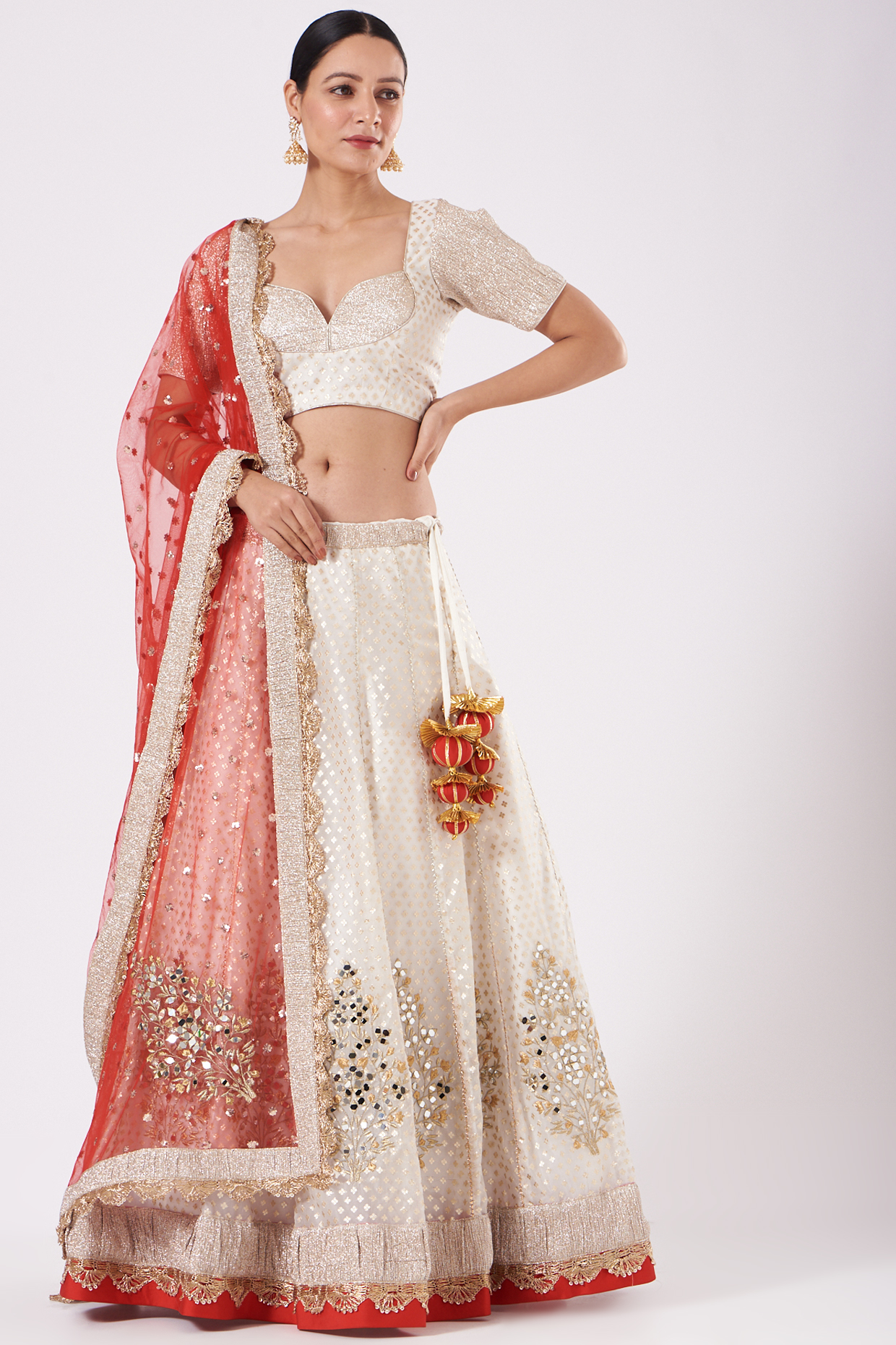 Cream Embroidered Wedding Lehenga Set by RANG by Manjula Soni at Pernia's Pop Up Shop