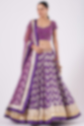 Dull Violet Embroidered Wedding Lehenga Set by RANG by Manjula Soni at Pernia's Pop Up Shop