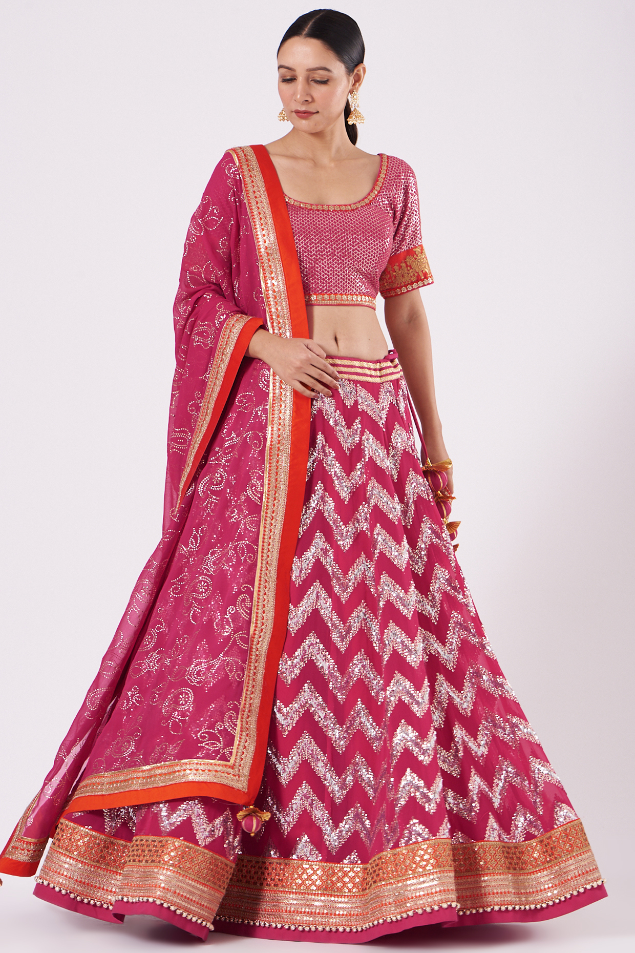 Magenta & Rust Embroidered Wedding Lehenga Set by RANG by Manjula Soni at Pernia's Pop Up Shop