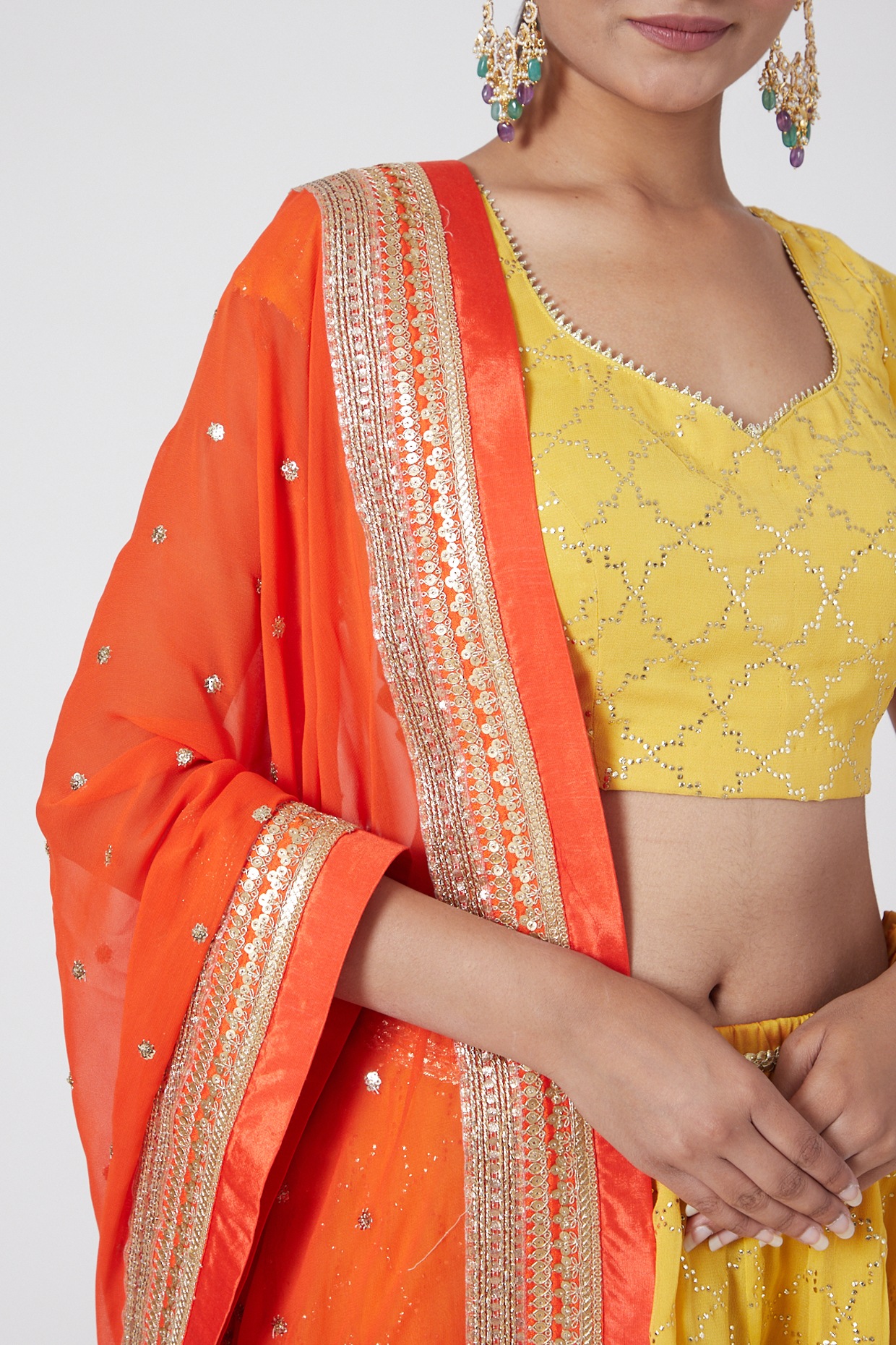 Sunder Orange Silk organza Lehenga – PritiPrashant