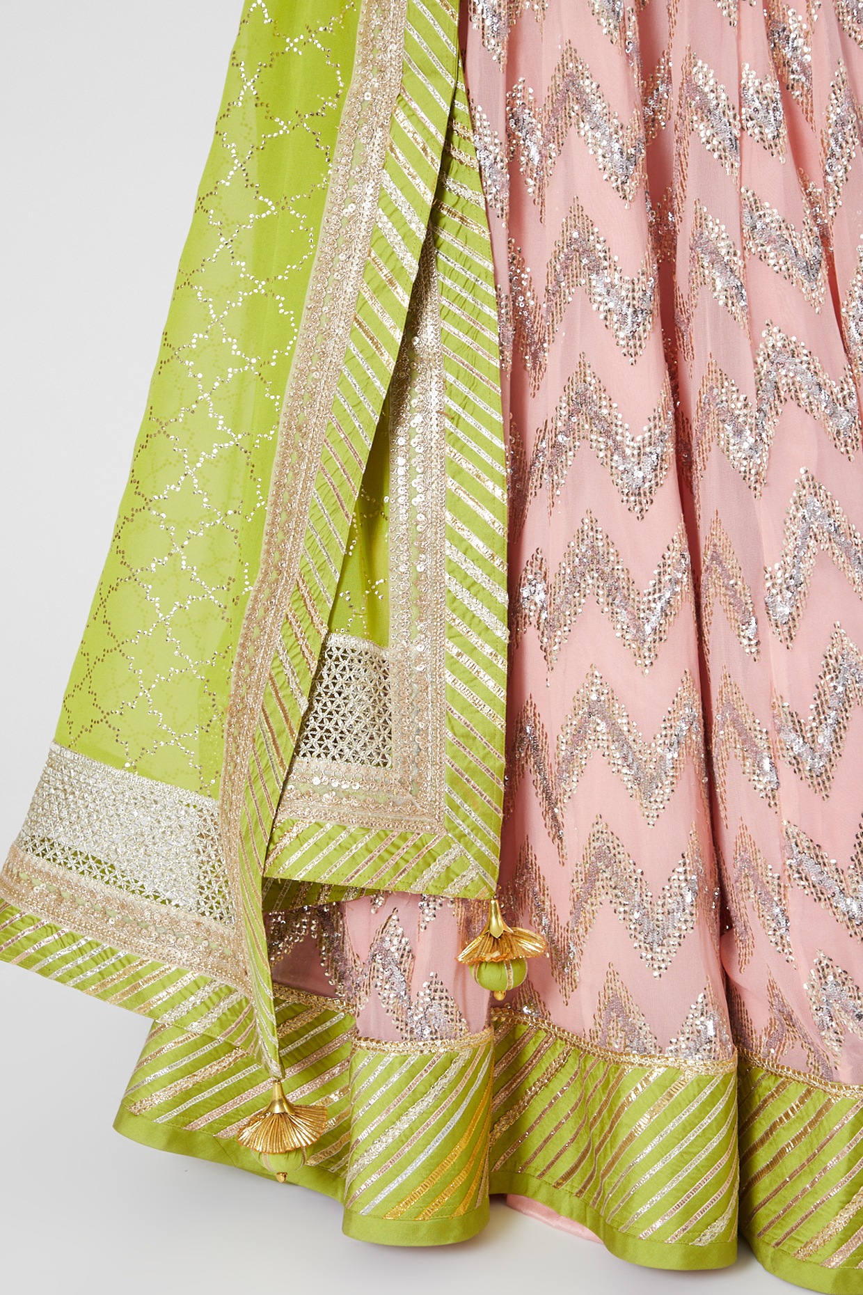 Peach Lehenga Set in Georgette with Floral Sequin Work - CCEF1496...