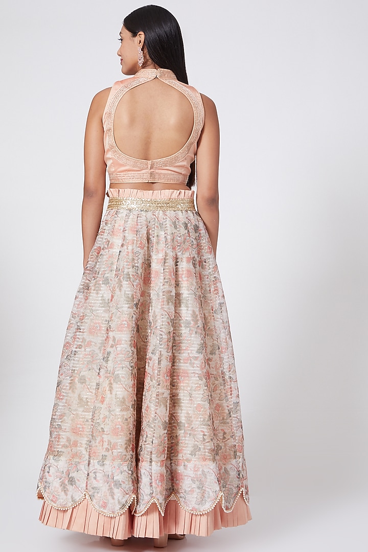 Peach Embroidered Skirt Set by RANG by Manjula Soni at Pernia's Pop Up Shop
