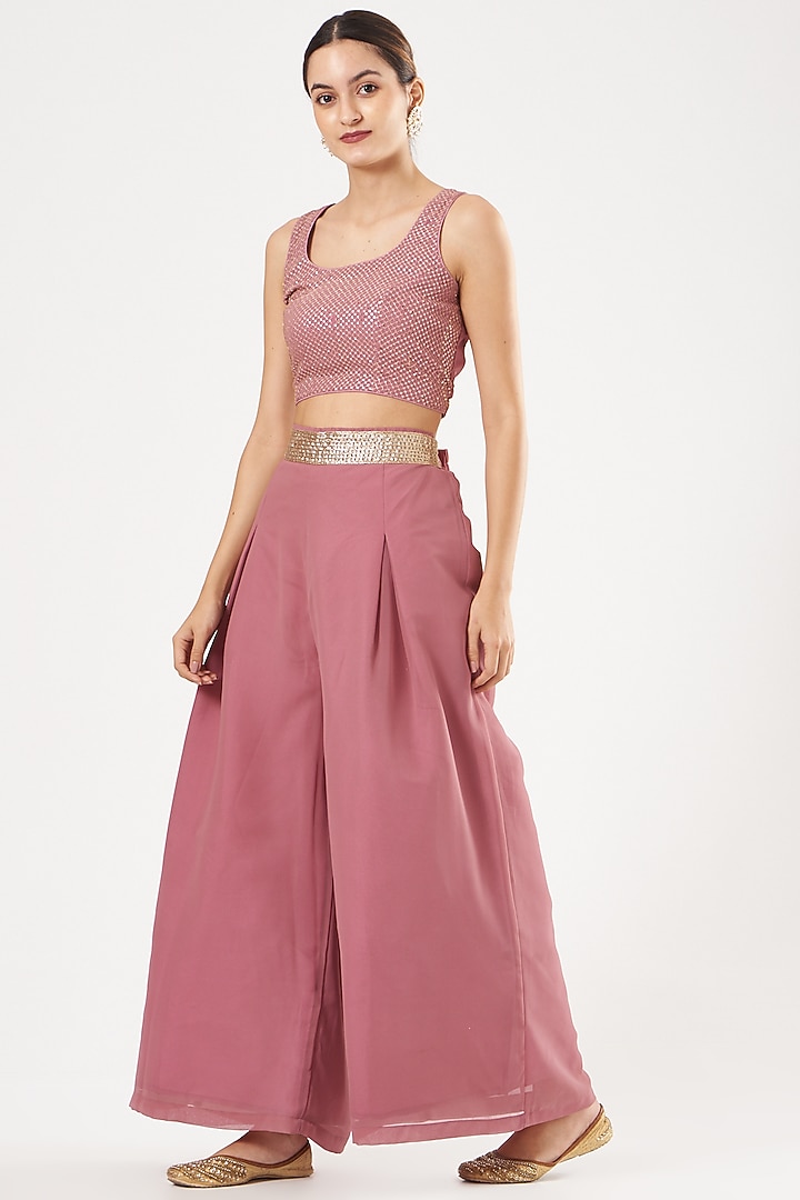 Mauve Georgette Pant Set by Rang By Manjula Soni at Pernia's Pop Up Shop