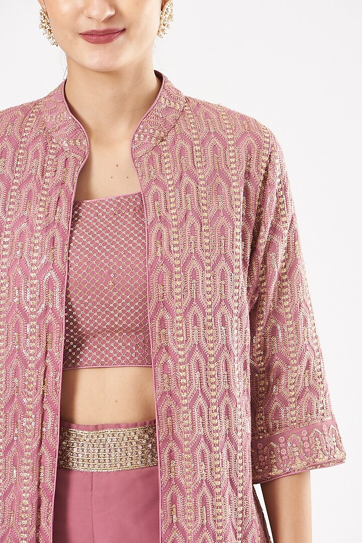 Mauve Georgette Pant Set by Rang By Manjula Soni at Pernia's Pop Up Shop
