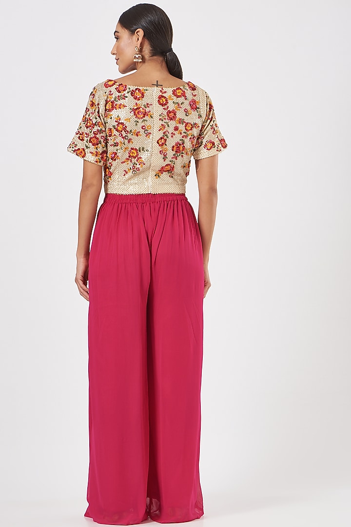 Cream Embroidered Crop Top by RANG by Manjula Soni at Pernia's Pop Up Shop