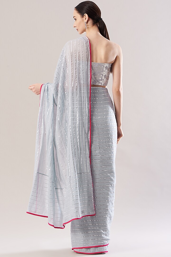 Dove Grey Pre-Pleated Festive Saree Set by RANG by Manjula Soni at Pernia's Pop Up Shop