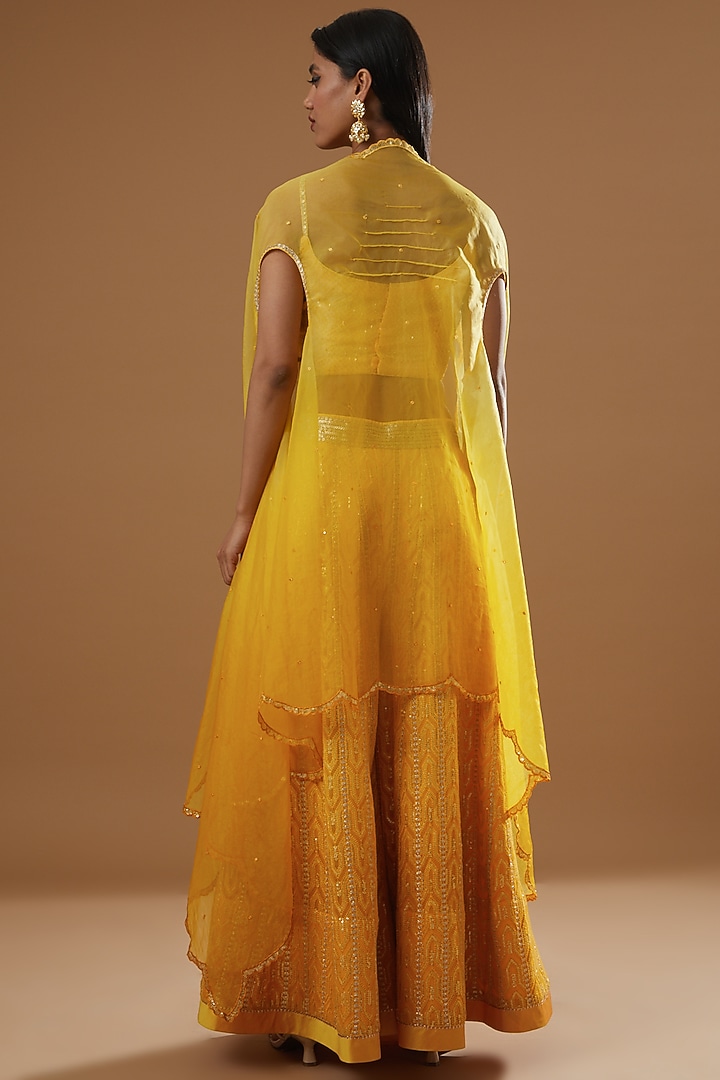 Yellow Embroidered Party Wear Sharara Set by RANG by Manjula Soni at Pernia's Pop Up Shop