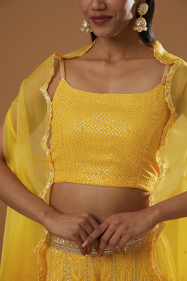 Yellow Embroidered Party Wear Sharara Set by RANG by Manjula Soni at Pernia's Pop Up Shop