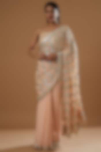 Peach Sequinned Saree Set by RANG by Manjula Soni