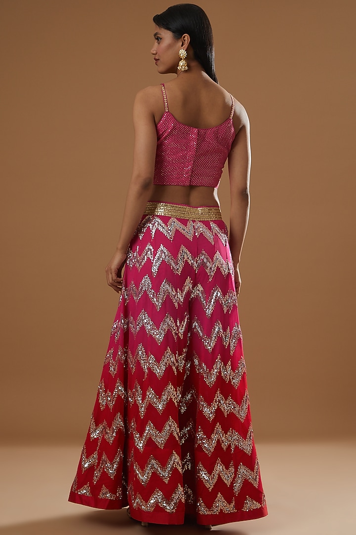 Fuchsia Sequinned Party Wear Sharara Set by RANG by Manjula Soni at Pernia's Pop Up Shop