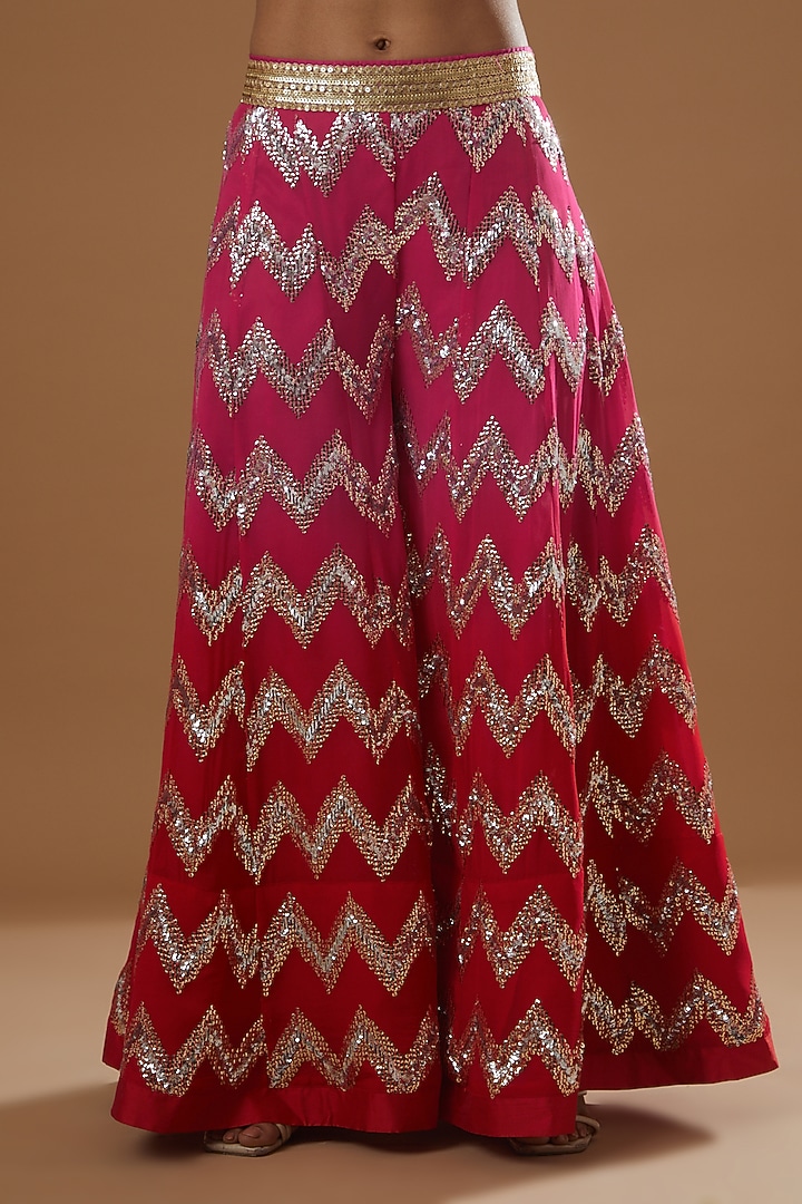 Fuchsia Sequinned Party Wear Sharara Set by RANG by Manjula Soni at Pernia's Pop Up Shop