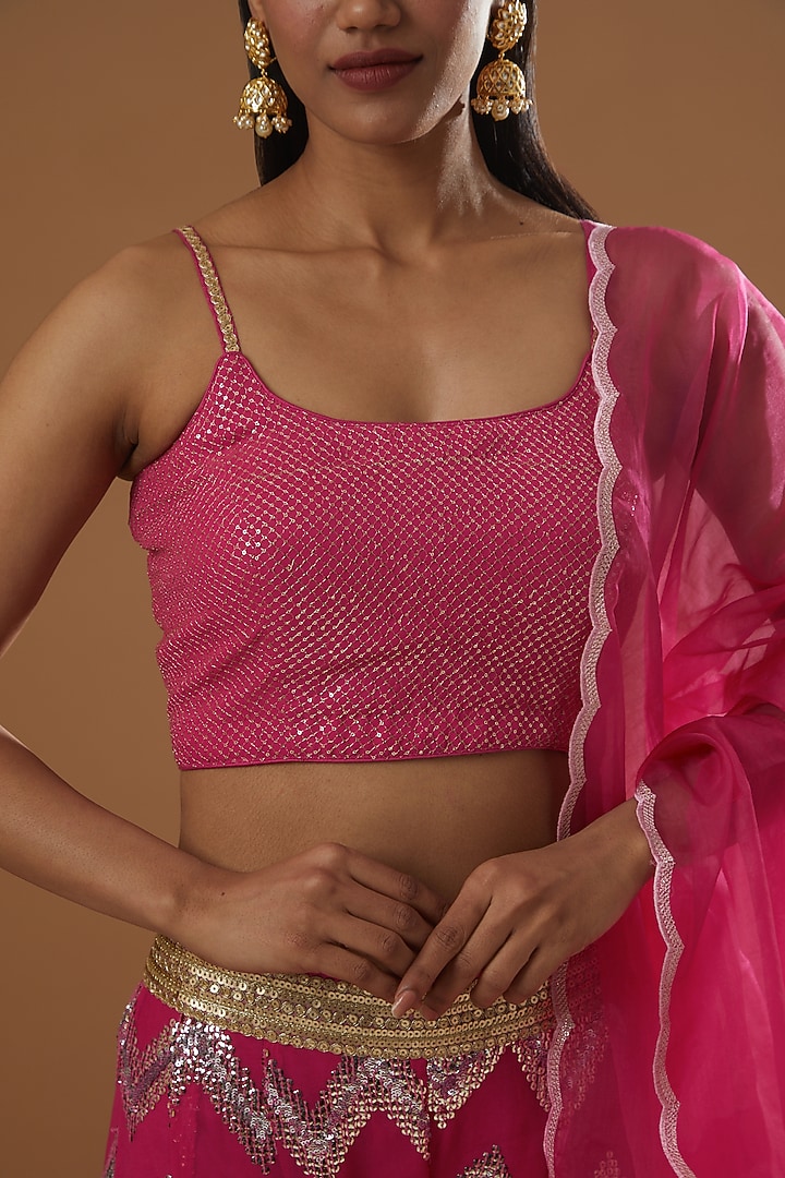 Fuchsia Sequinned Party Wear Sharara Set by RANG by Manjula Soni at Pernia's Pop Up Shop