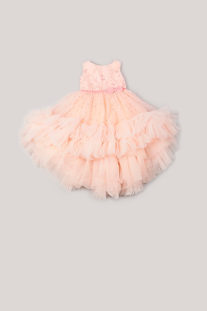 Peach Embellished Dress For Girls by Rani kidswear