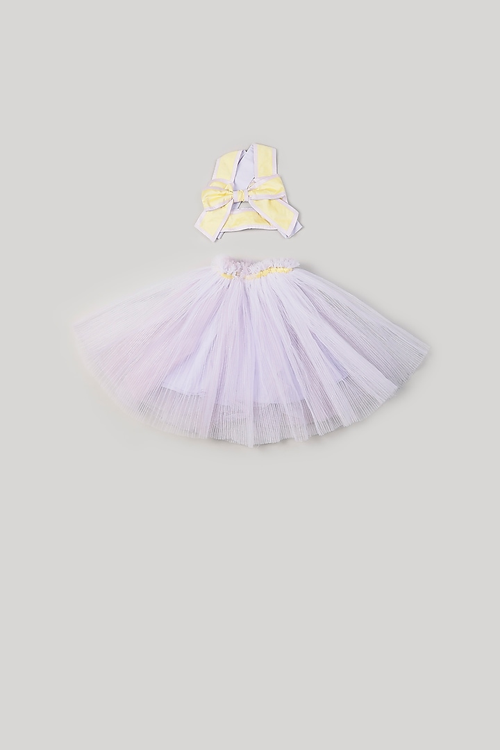 Lilac Net Pleated Skirt Set For Girls by Rani kidswear