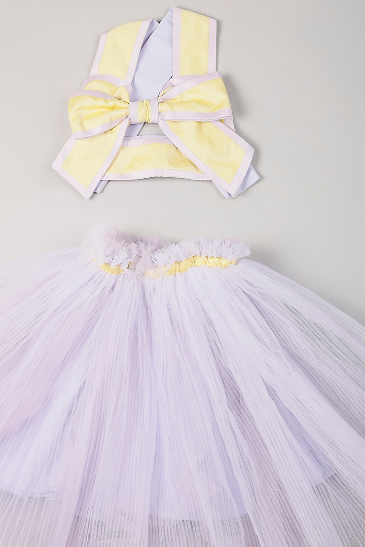 Lilac Net Pleated Skirt Set For Girls by Rani kidswear at Pernia's Pop Up Shop