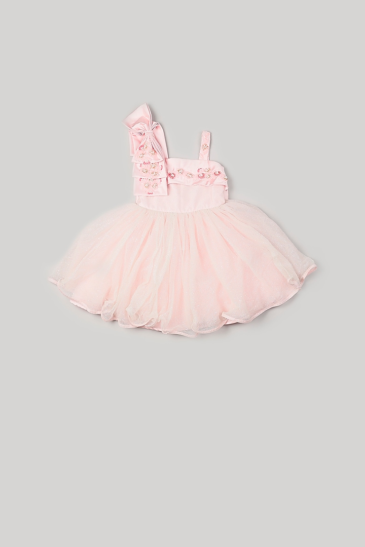 Light Pink Embellished Dress For Girls by Rani kidswear