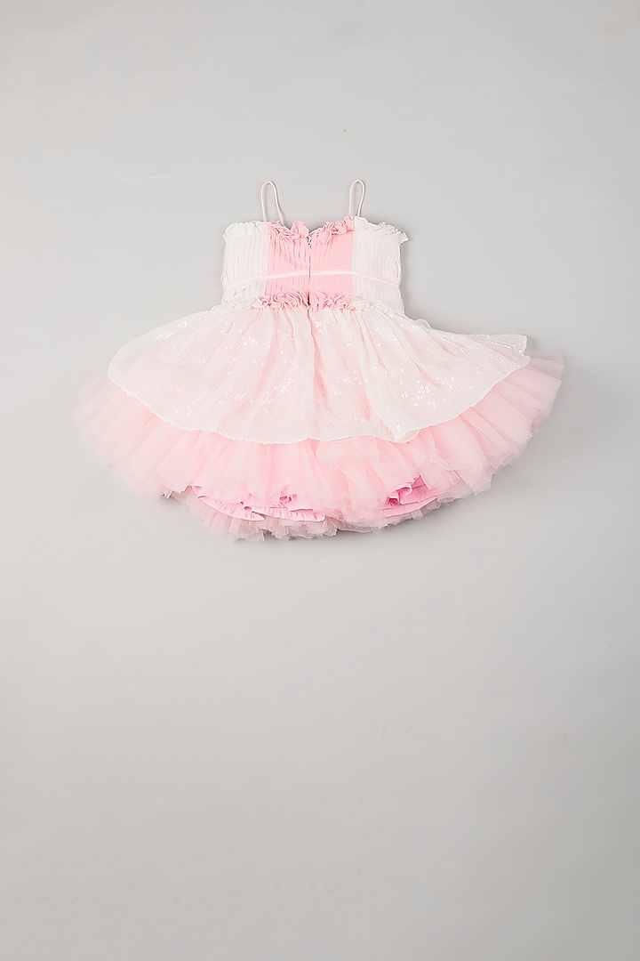 White & Pink Georgette Dress For Girls by Rani kidswear at Pernia's Pop Up Shop