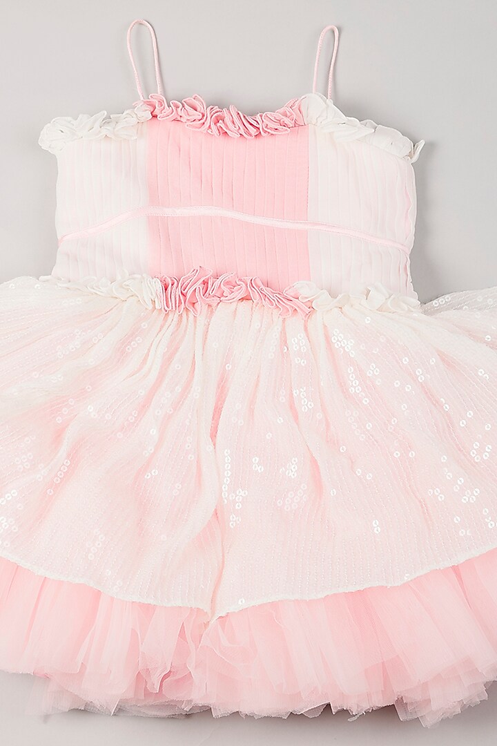 White & Pink Georgette Dress For Girls by Rani kidswear at Pernia's Pop Up Shop