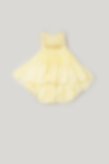 Yellow Dupion Embellished Dress For Girls by Rani kidswear