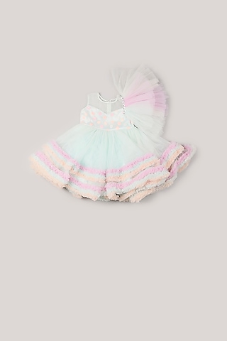 Light Blue Tulle Ruffled Dress For Girls by Rani kidswear