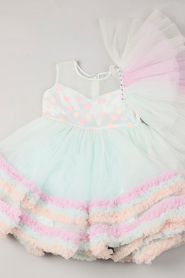 Light Blue Tulle Ruffled Dress For Girls by Rani kidswear at Pernia's Pop Up Shop