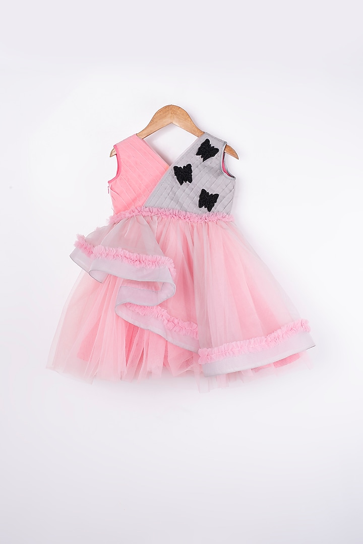 Dull Pink Tulle Dress For Girls by Rani kidswear
