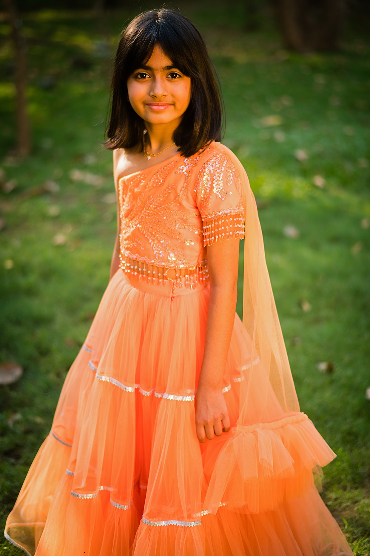 Buy Orange Cotton Silk Printed Lehenga Set for Kids Online at Fabindia |  10742677