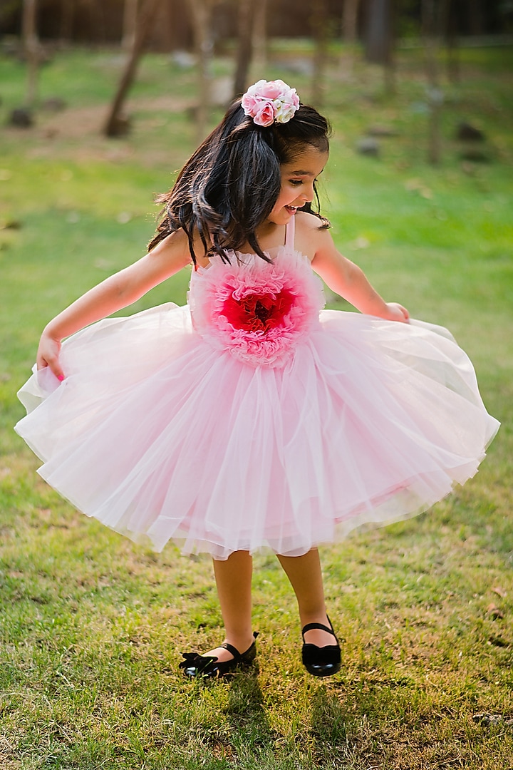 Pink Net & Tulle Dress For Girls by Rani kidswear