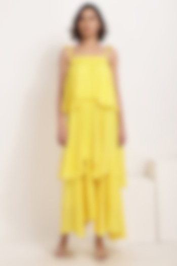 Lemon Yellow Ruffle-Tiered Maxi Summer Dress by Ranng at Pernia's Pop Up Shop