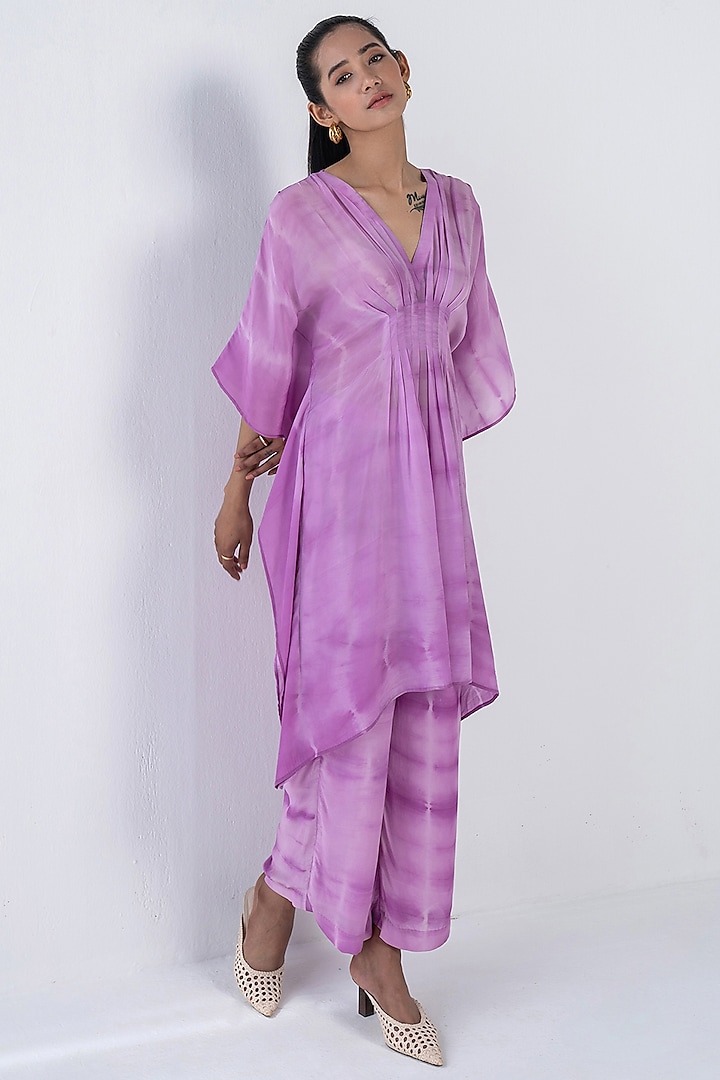 Majestic Purple Natural Crepe Kaftan Set by Ranng at Pernia's Pop Up Shop