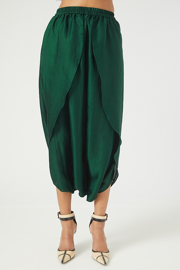 Emerald Green Silk Satin Kurta Set by Ranng at Pernia's Pop Up Shop