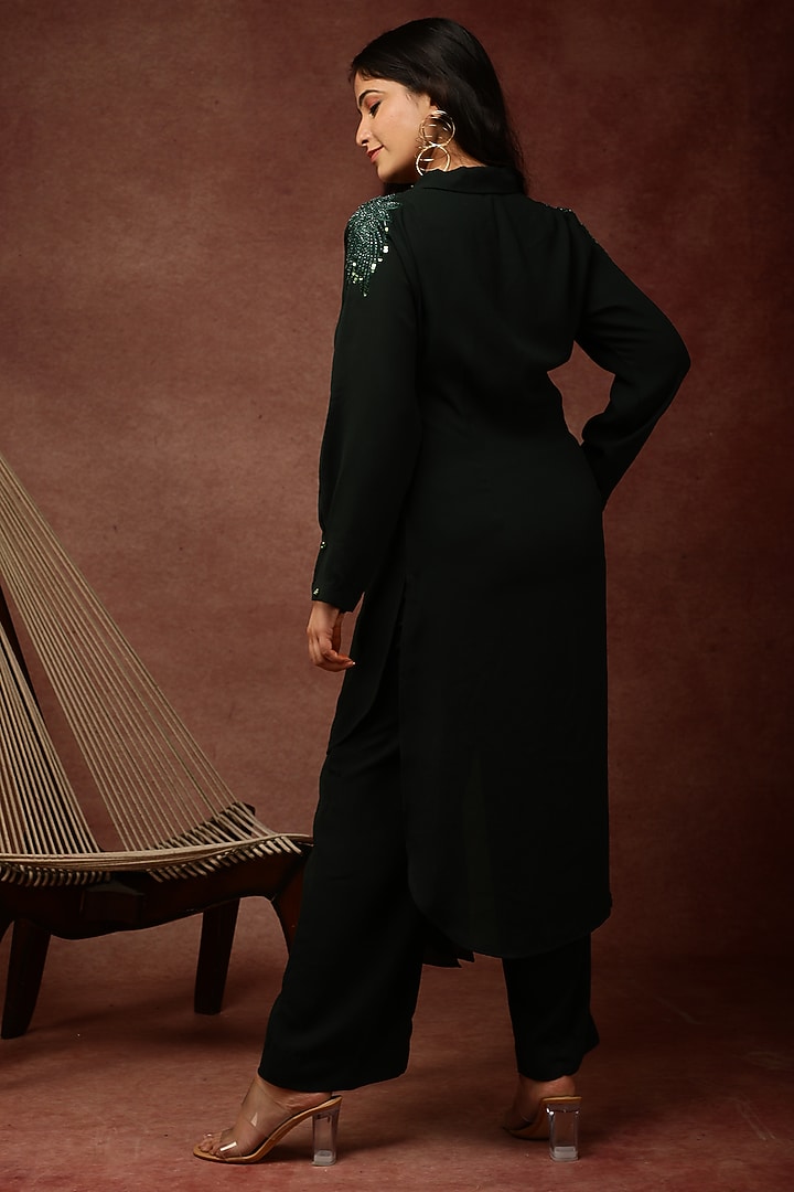 Dark Green Spun High-Low Co-Ord Set by Ranng at Pernia's Pop Up Shop