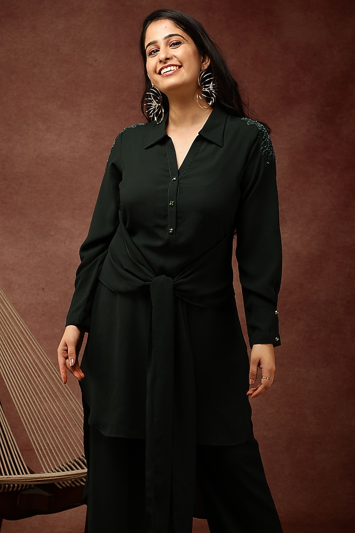 Dark Green Spun High-Low Co-Ord Set by Ranng at Pernia's Pop Up Shop