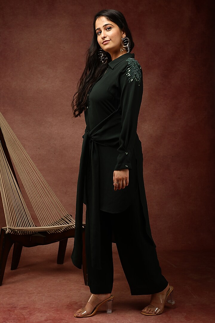 Dark Green Spun High-Low Co-Ord Set by Ranng at Pernia's Pop Up Shop
