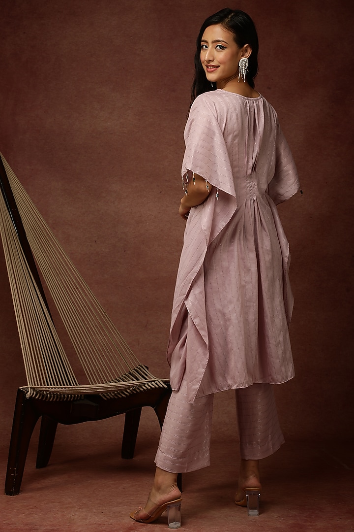 Pink Semi Silk Kaftan Set by Ranng at Pernia's Pop Up Shop