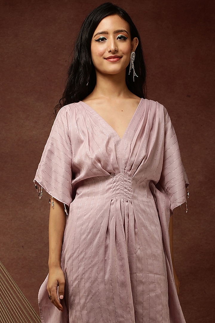 Pink Semi Silk Kaftan Set by Ranng at Pernia's Pop Up Shop