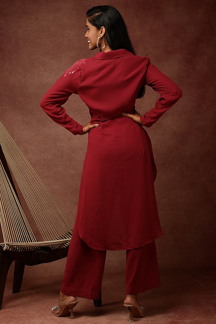 Red Spun High-Low Co-Ord Set by Ranng at Pernia's Pop Up Shop