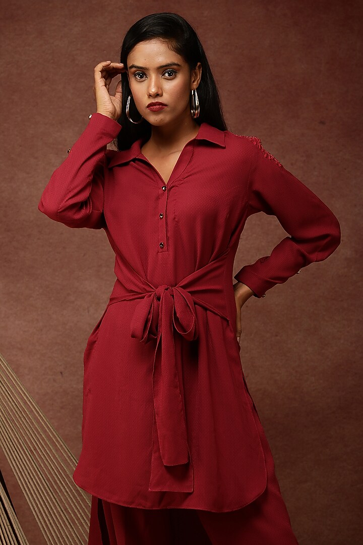 Red Spun High-Low Co-Ord Set by Ranng at Pernia's Pop Up Shop