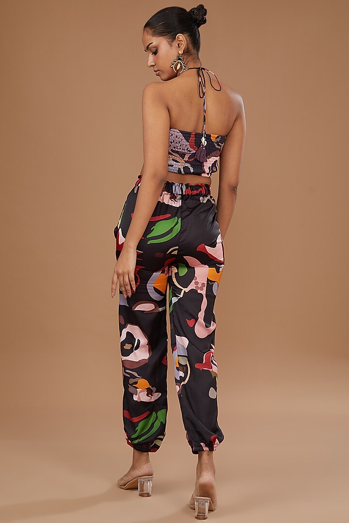 Black Luxury Satin Printed Co-Ord Set by Ranng at Pernia's Pop Up Shop
