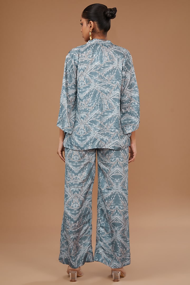 Grey Luxury Satin Printed Co-Ord Set by Ranng at Pernia's Pop Up Shop