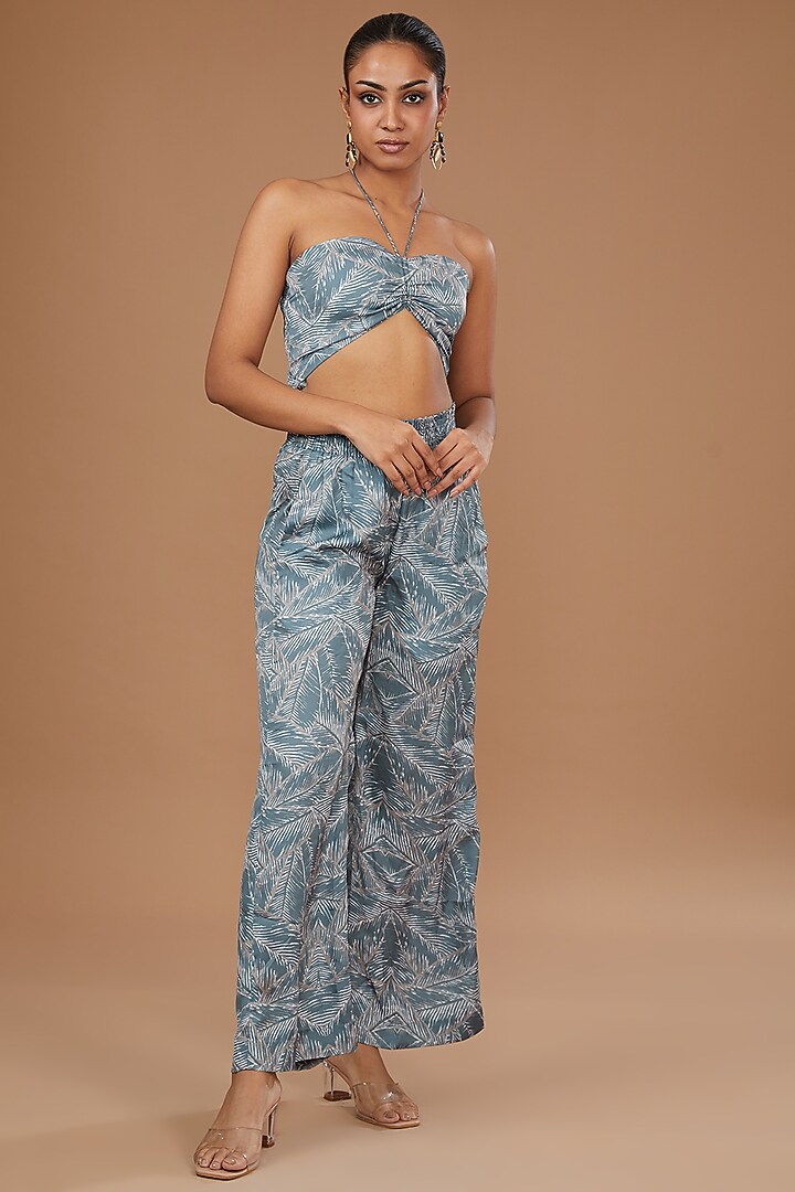 Grey Luxury Satin Printed Co-Ord Set by Ranng at Pernia's Pop Up Shop