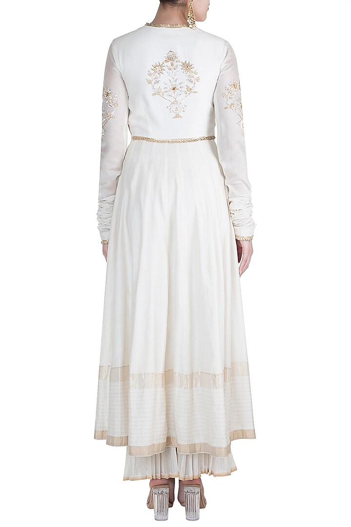 Ivory Hand Embroidered Wedding Anarkali Set by RAR Studio at Pernia's Pop Up Shop