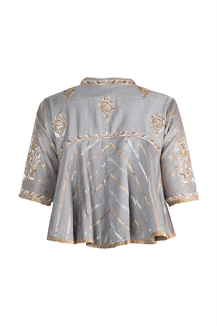Ecru Hand Embroidered Wedding Saree Set by RAR Studio at Pernia's Pop Up Shop
